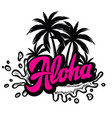 color on aloha with a palm vector image vector image