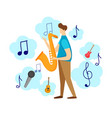 modern male character playing jazz saxophone vector image