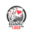 casino logo vintage gambling badge or emblem estd vector image