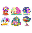 kids imagination fantasy world cartoon vector image