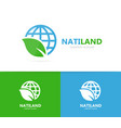 planet and leaf logo combination world vector image vector image
