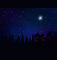 forest landscape and starry night sky vector image vector image