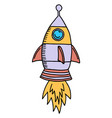 rocket launch doodle color spaceship flying icon vector image vector image