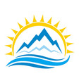 sun logo and mountains vector image