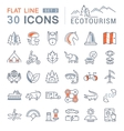 set flat line icons ecotourism vector image