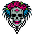 color with bride skull rose vector image