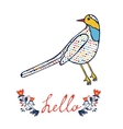 concept hello card with floral decorative bird vector image vector image