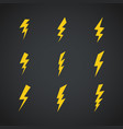 lightning icons set symbols on dark vector image