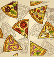 seamless pattern slice pizza pepperoni hawaiian vector image vector image