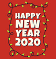 happy 2020 new year card with garland vector image vector image