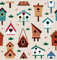 birdhouse pattern roofing wooden house for birds vector image vector image