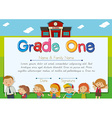 diploma template with teacher and children vector image