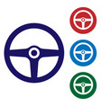 blue steering wheel icon isolated on white vector image
