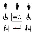 toilet room silhouette icon set of wc sign vector image
