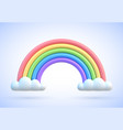 colorful rainbow with clouds 3d vector image vector image