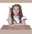 schoolgirl raising her hand vector image vector image