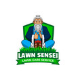 sensei mascot lawn care logo design vector image