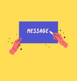 hands of a person writes a message with chalk vector image
