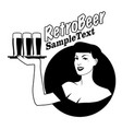 retro emblem pinup girl carrying a tray vector image vector image