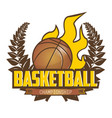 basketball championship logo with ball vector image