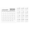 mockup simple calendar layout for 2020 year week vector image