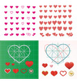 set of colored hearts in different shapes vector image vector image