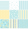 set of seamless patterns with flower star polka vector image