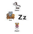 alphabet letter z zebra zoo zipper vector image vector image