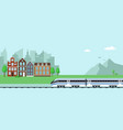 landscape with mountains train and city vector image