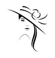 woman face in hat with long hair vector image