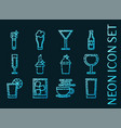 set bar blue glowing neon icons vector image vector image