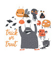 set cute colorful monsters on white background vector image vector image