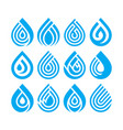 set of bue different water drop icons vector image