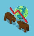 isometric bears fighting with world and falling vector image vector image
