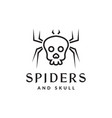line skull with spiders logo design graphic vector image vector image