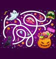 kids maze game with halloween characters template vector image vector image