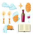 set of shabbat shalom religious objects jewish vector image vector image
