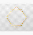 golden border frame with light shadow and light vector image vector image