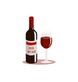 red wine and glass isolated on white background vector image
