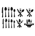 spoon knife and fork black vector image vector image