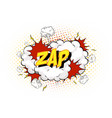 word zap on comic cloud explosion background vector image vector image