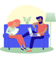 family at home man working woman nursing baby vector image vector image