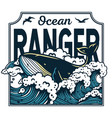 whale at marine wave nautical animal for print vector image