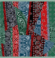 coloured paisley bandana fabric patchwork vector image