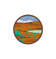 desert scene circle retro vector image vector image