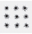 bullet holes set isolated on white transparent vector image