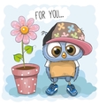 Cute cartoon owl with flower Royalty Free Vector Image