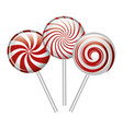 cartoon lollipop candy spiral red and white design vector image