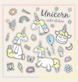 patches of unicorn with cosmetics sweets vector image