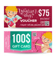 valentine s day voucher design horizontal vector image